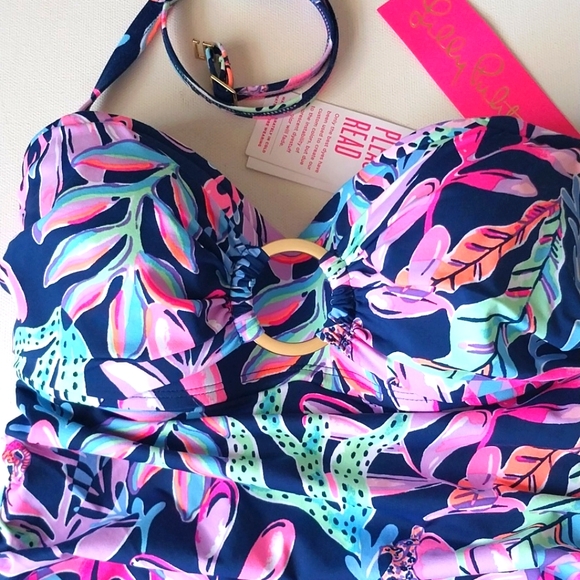 LILLY PULITIZER TANKIN TOP Swim Oyster Bay  YOU'VE BEEN SPOTTED Size Small - Picture 2 of 9